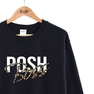 Posh Boss” Cheetah Crew Neck Graphic Sweatshirt